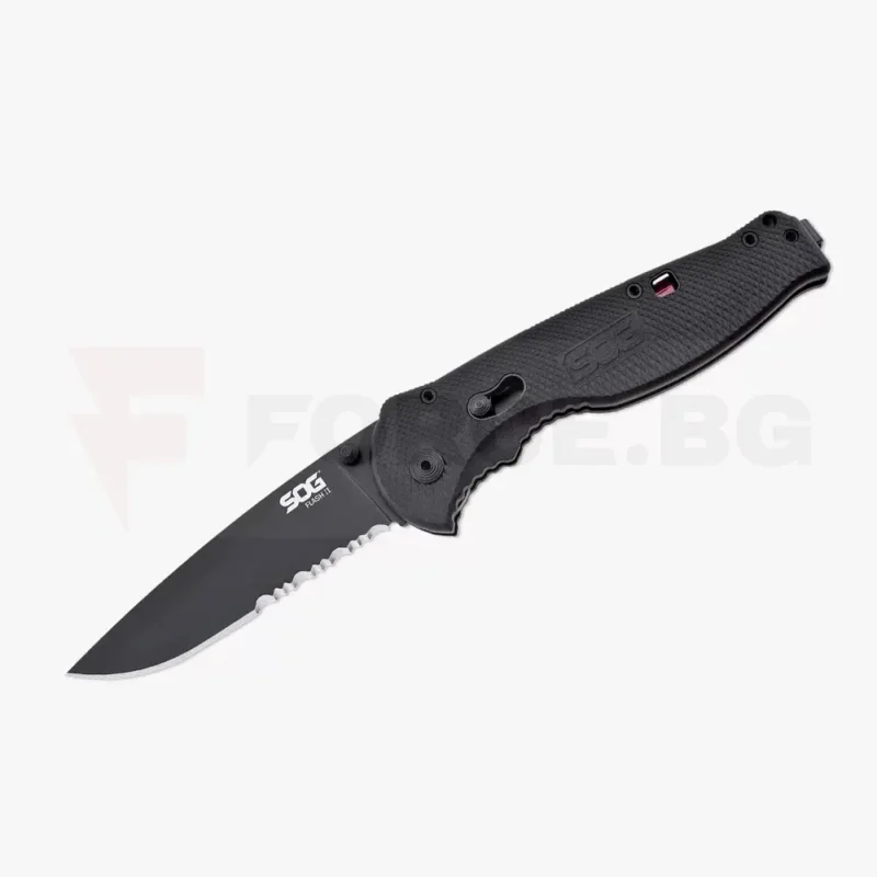 Сгъваем нож SOG Flash II Black TiNi Serrated 89мм » Force.BG
