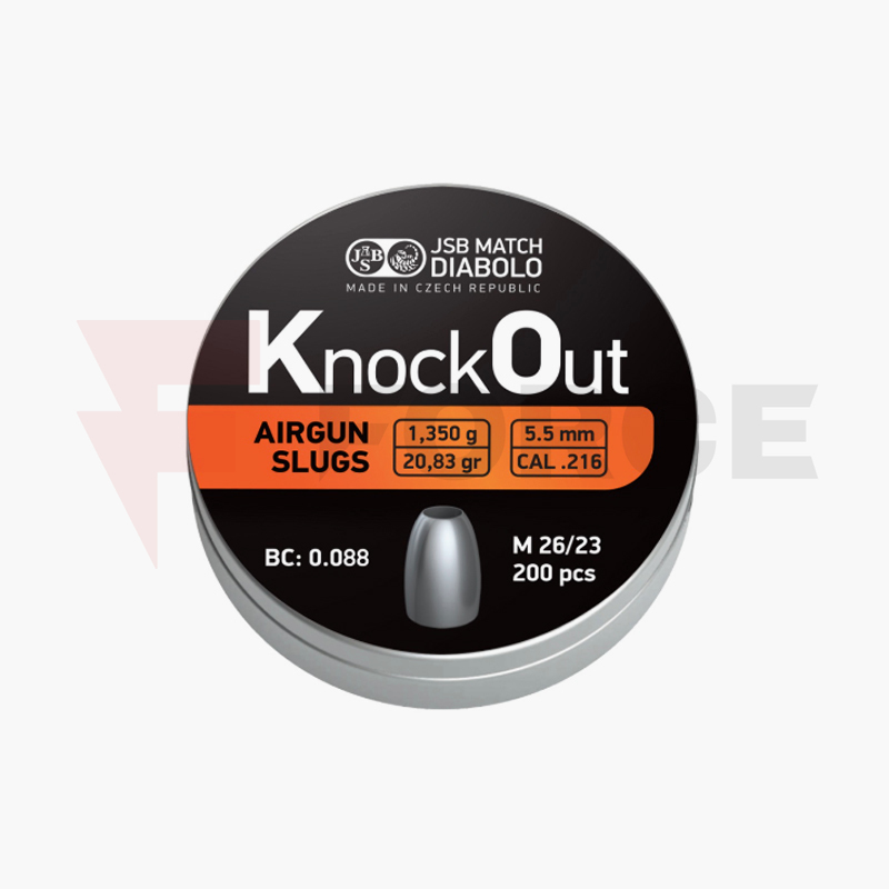 Слъгове JSB KO Slug 5,5mm 1,350гр 200бр калибър .216 » Force.BG