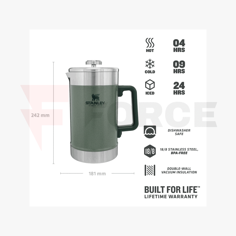 Къмпинг френска преса за кафе Stanley Classic Stay Hot French Press 1.4L Hammertone Green » Force.BG