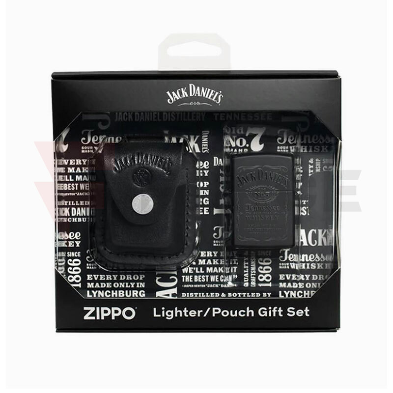 Комплект Бензинова запалка Zippo и калъф Jack Daniels Black Matte