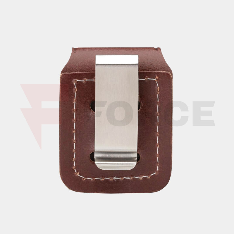 Кожен калъф за запалка Zippo кафяв с клипс » Force.BG