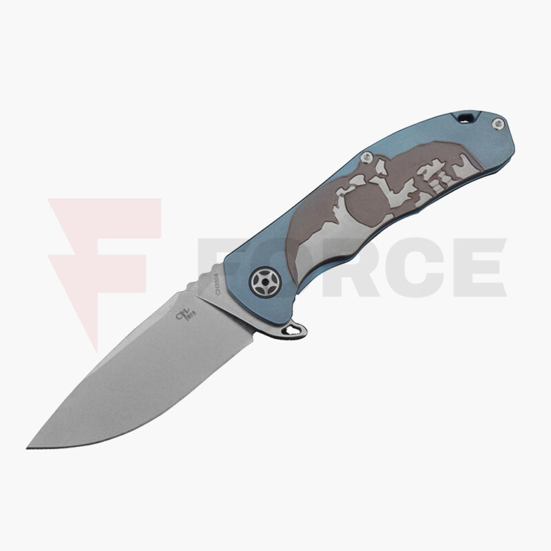 Тактически сгъваем нож CH KNIVES 3504 M390 Titanium Blue » Force.BG