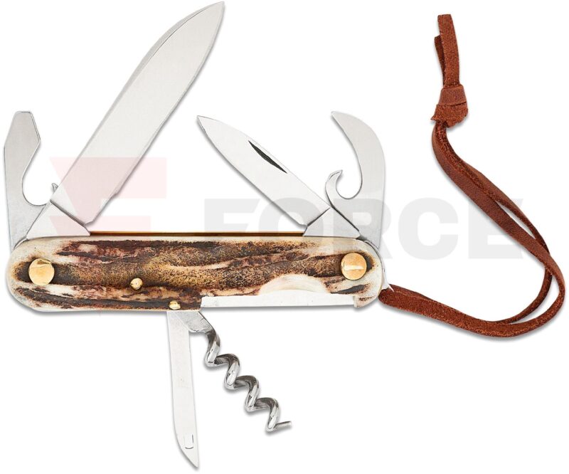 Многофункционален джобен нож Fox Knives с дръжка от еленов рог M390 » Force.BG
