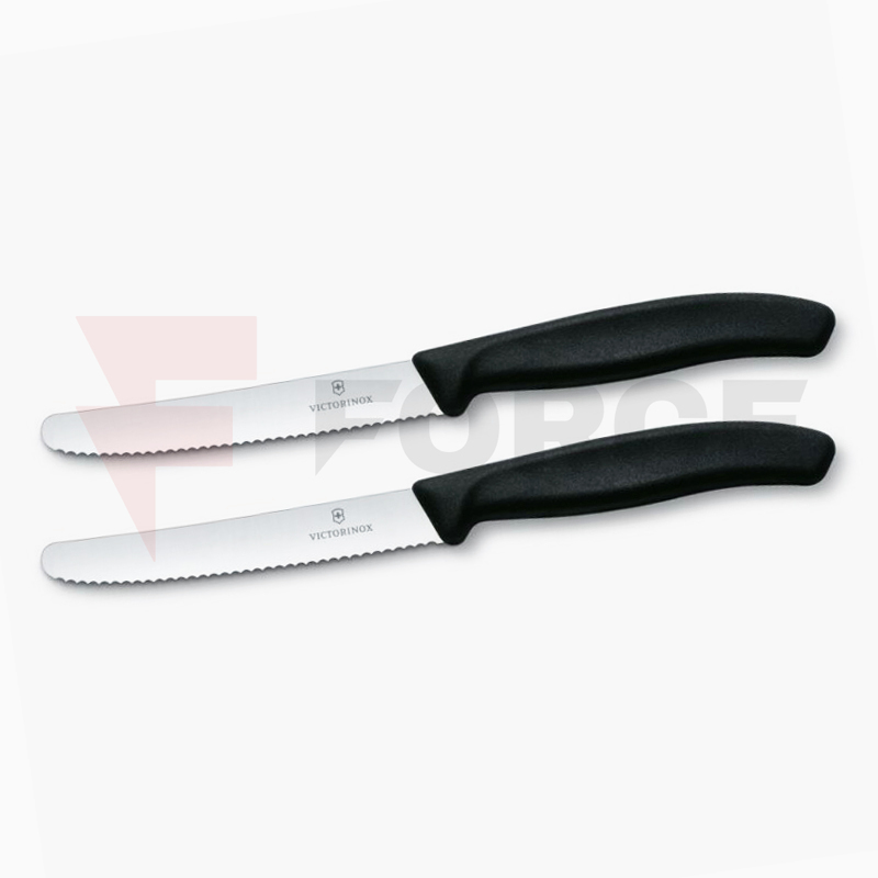 Нож за домати Victorinox Swiss Classic 11 см назъбено острие черен 2 бр » Force.BG