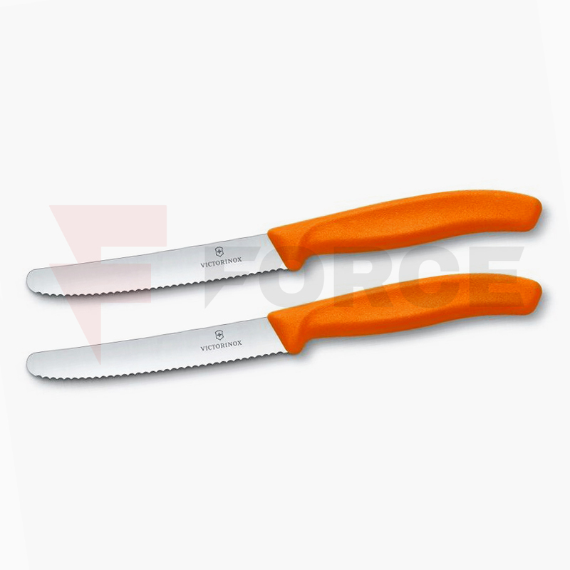 Нож за домати Victorinox Swiss Classic 11 см назъбено острие оранжев 2 бр » Force.BG
