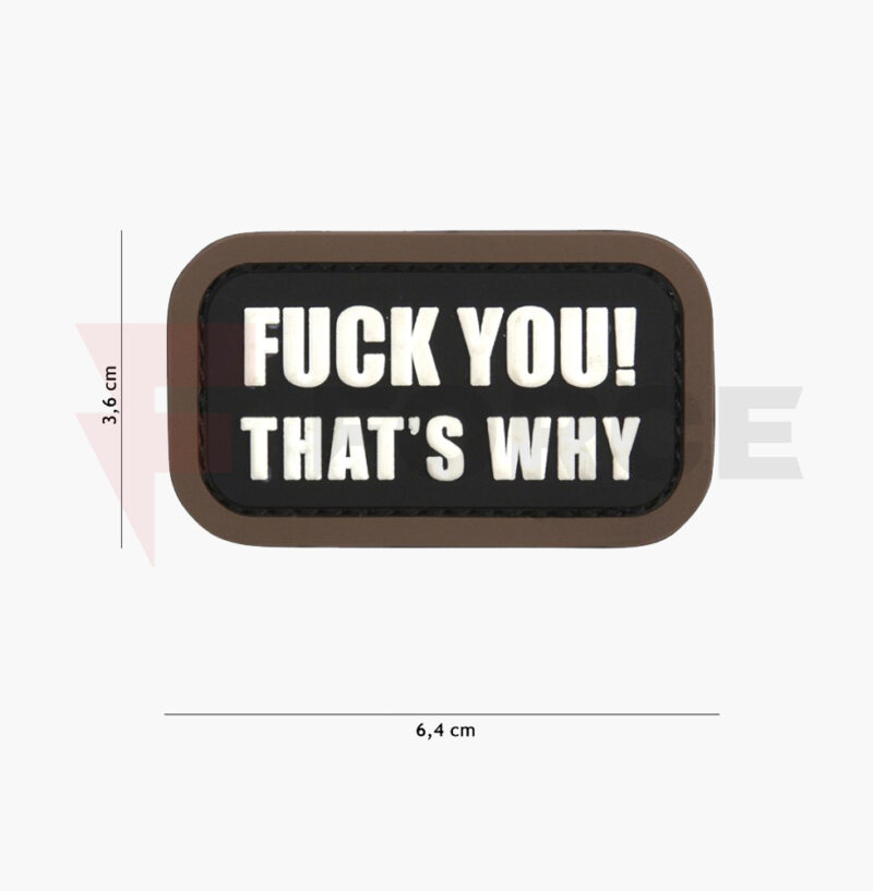 Тактически пач 3D PVC Fuck you that's why черен 6.4х3.6см » Force.BG