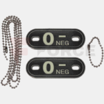 Тактически пач 3D PVC с верижка Dog Tag кръвна група 0+ фосфоресцентен » Force.BG