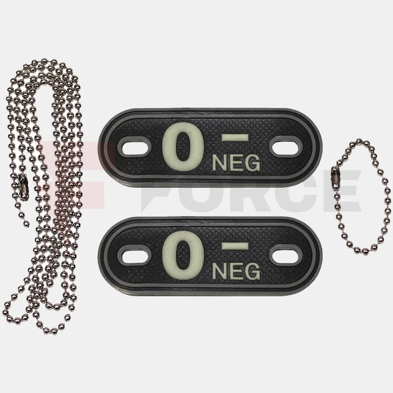 Пач 3D с верижка Dog tag Кръвна група 0 PVC » Force.BG