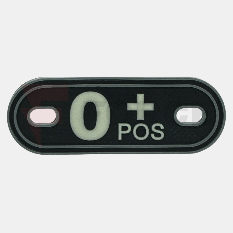 Тактически пач 3D PVC с верижка Dog Tag кръвна група 0+ фосфоресцентен » Force.BG