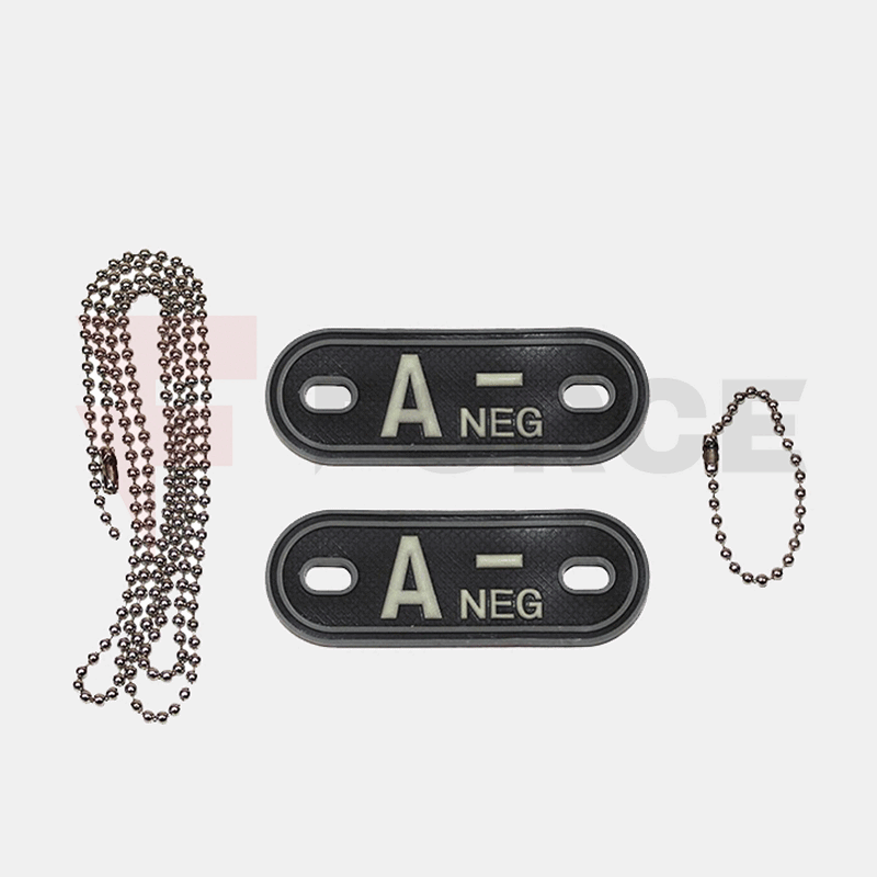 Тактически пач 3D PVC с верижка Dog Tag Кръвна група A- 7x2.5 см » Force.BG