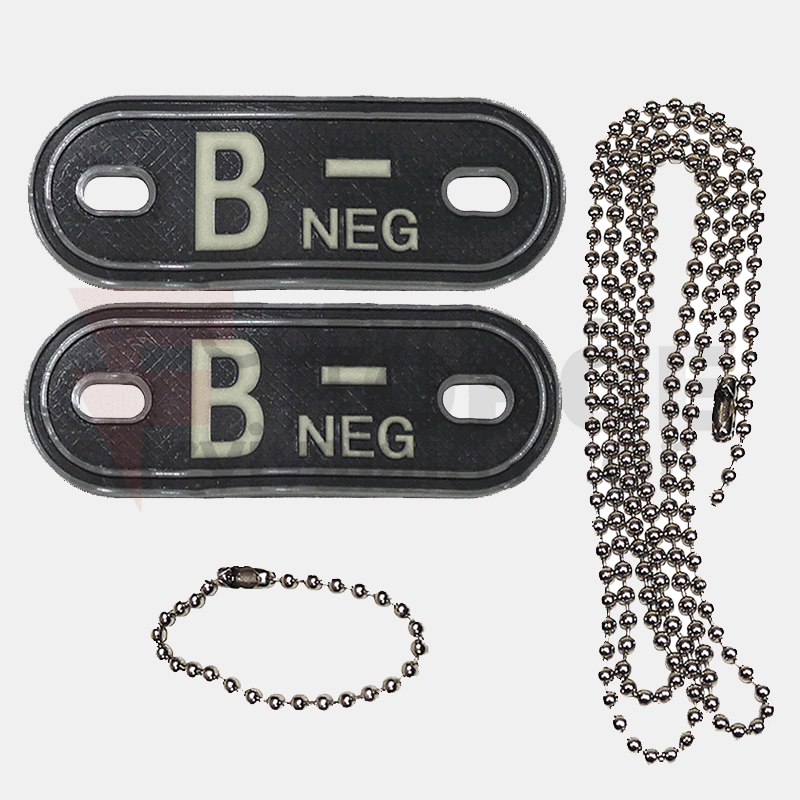 Пач кръвна група B - 3D PVC с верижка Dog tag » Force.BG