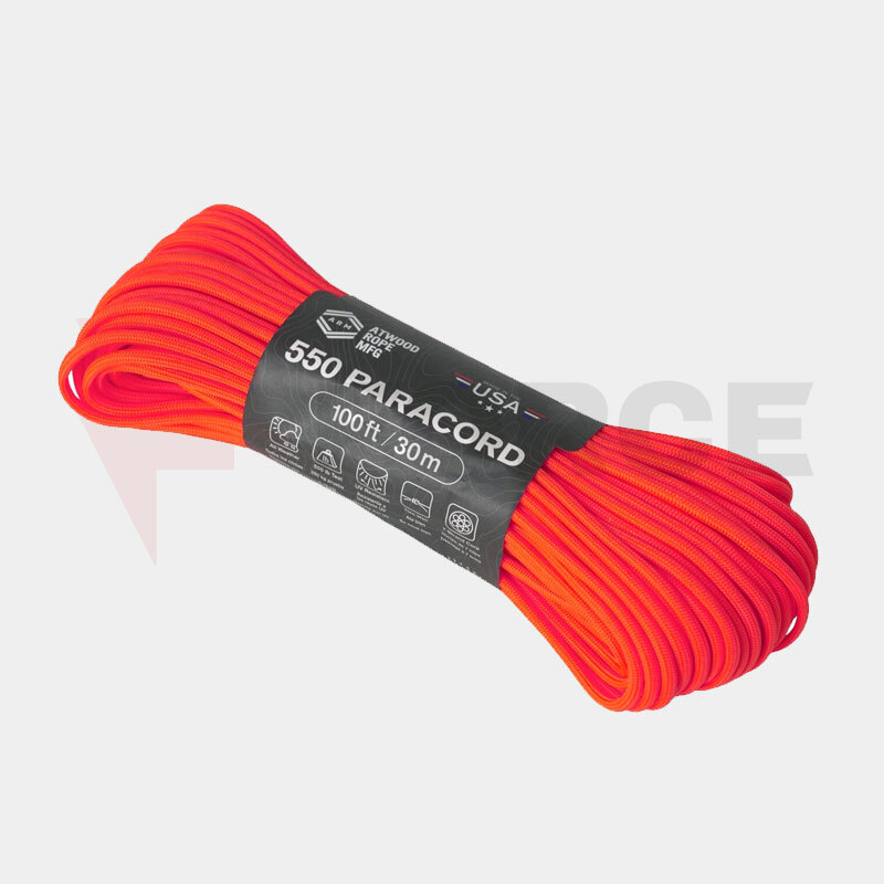 Паракорд Atwood Rope 550 PARACORD (100FT - 30м) NEON ORANGE » Force.BG