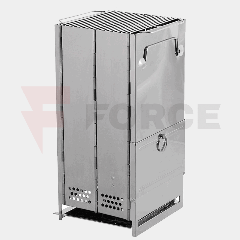Ракетна печка Max Fuchs Rocket Stove сгъваема, с решетка, неръждаема стомана Голяма » Force.BG