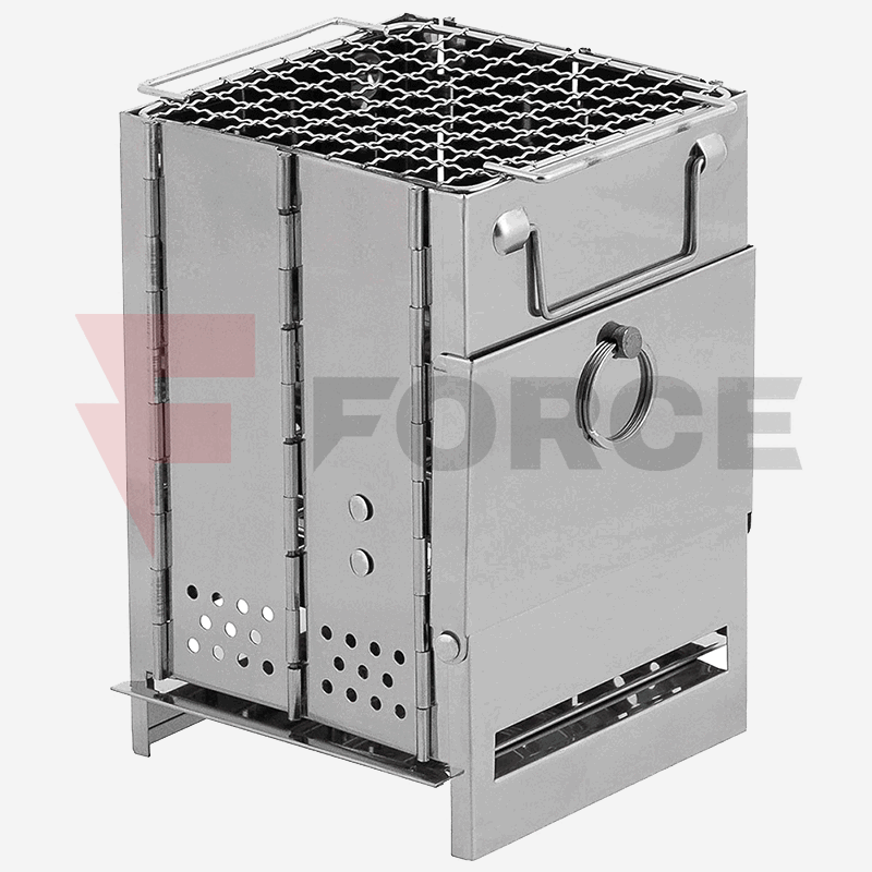 Ракетна печка Max Fuchs Rocket Stove сгъваема, с решетка, неръждаема стомана Мини » Force.BG