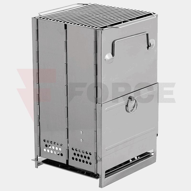 Ракетна печка Max Fuchs Rocket Stove сгъваема, с решетка, неръждаема стомана Средна » Force.BG
