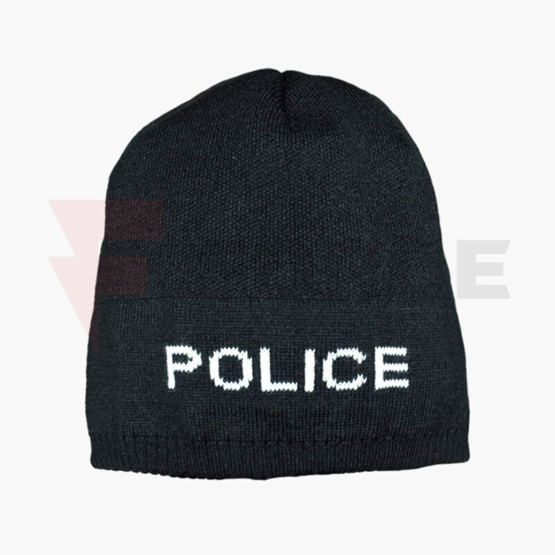 Зимна шапка с надпис POLICE черна - плетена български продукт » Force.BG
