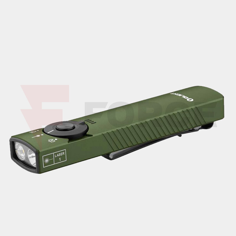 Заряден Фенер Olight Arkfeld Pro 1300 Лумена бяла, UV светлина и Зелен Лазер OD Green » Force.BG