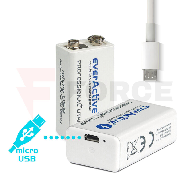 Зарядна батерия EverActive 6F22 (9V) с micro USB зареждане » Force.BG