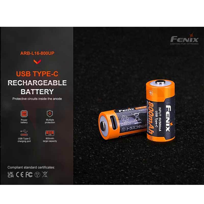 Зарядна батерия 16340 Fenix ARB-L16-800UP 800mAh USB Type-C » Force.BG