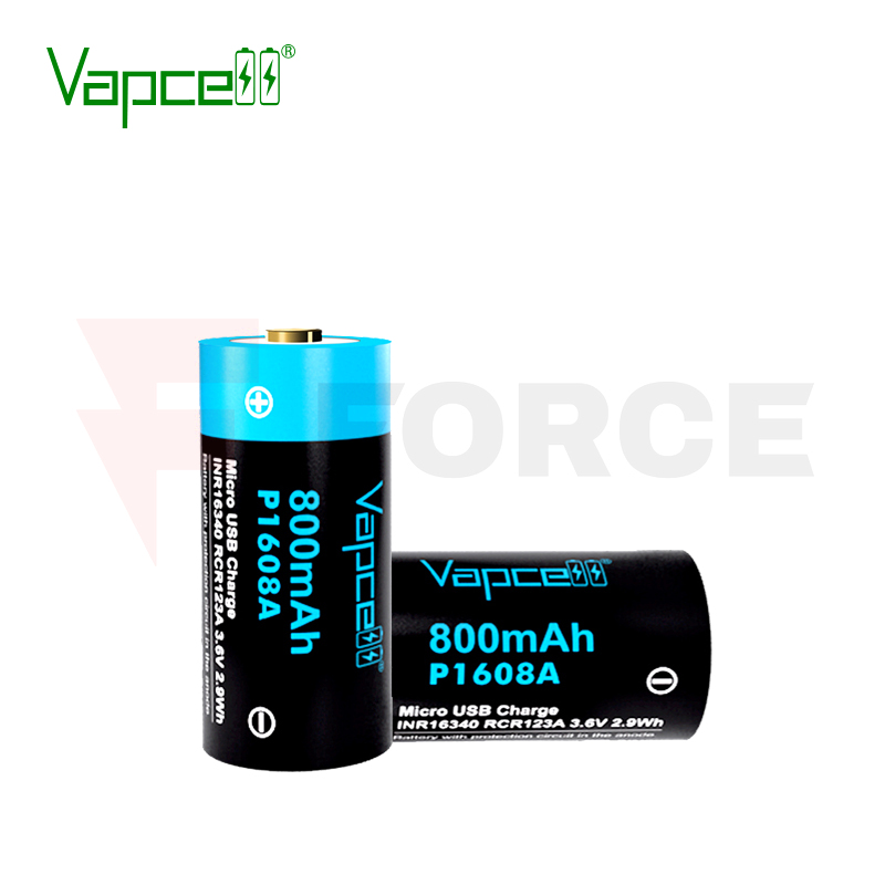 Батерия 16340 800mAh Vapcell P1608A с USB зареждане » Force.BG