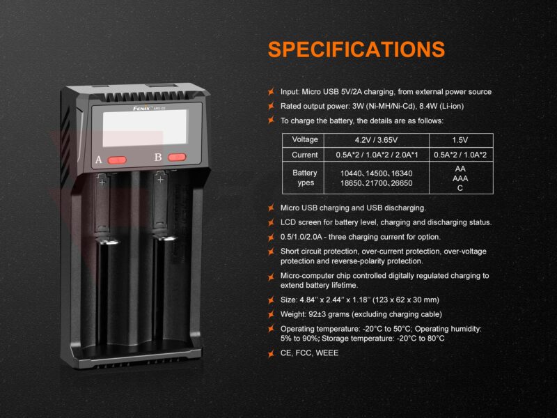 Зарядно устройство Fenix ARE-D2 двуканално Li-ion » Force.BG