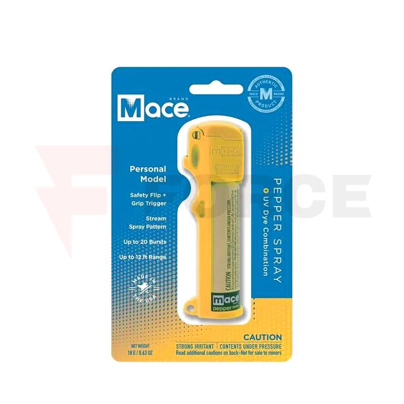 Лютив Спрей за Самозащита Mace Personal Pepper Spray Жълт 18g » Force.BG