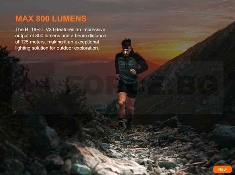 Челник LED 800 lm Fenix HL18R-T V2.0 бял » Force.BG