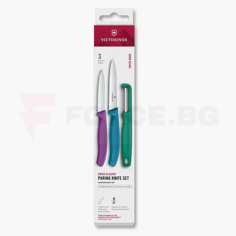 Комплект кухненски ножове Victorinox Swiss Classic с белачка, многоцветен PP » Force.BG