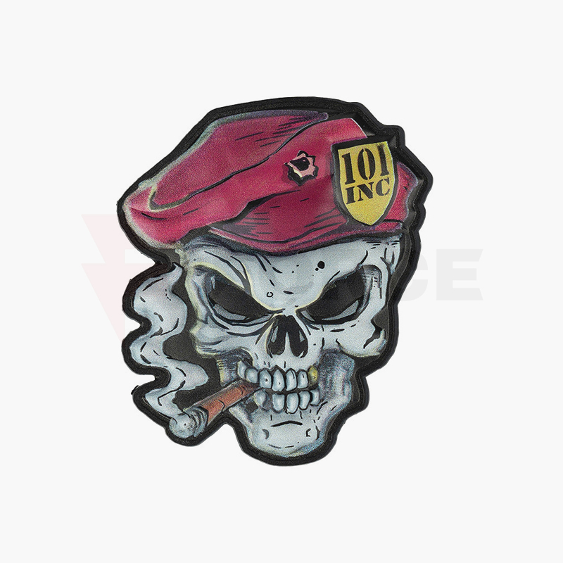 Тактически пач 101 INC 3D UV Skull Red Beret 9,2x7,9 см » Force.BG