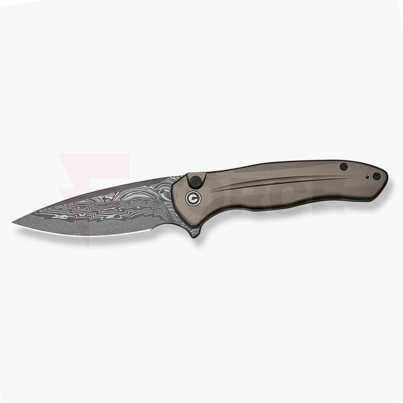 Джобен нож CIVIVI Button Lock Kitefin Damascus кафяво-сив » Force.BG Джобен нож CIVIVI Button Lock Kitefin Damascus кафяво-сив » Force.BG