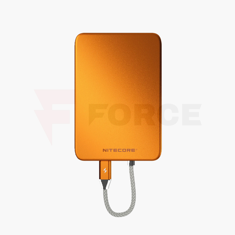 Магнитна външна батерия Nitecore POCKET 5 5000mAh оранжева с вграден кабел » Force.BG