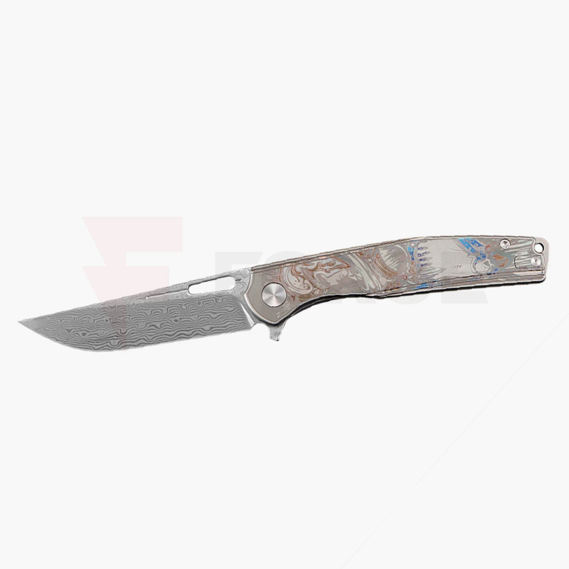 Джобен нож CH Blast Damascus Titanium 110 слоя дамаскова стомана » Force.BG
