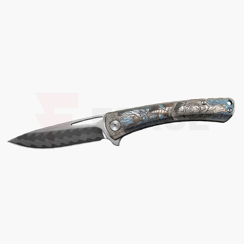 Джобен нож CH Vexor Damascus Titanium с Elmax » Force.BG